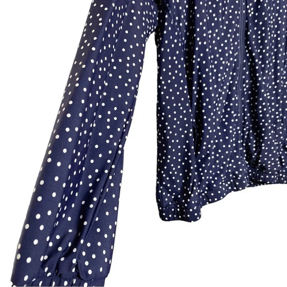 Tommy Bahama Navy Blue White Polka Dot Island Active Cover up Jacket Size Medium - Picture 3 of 9